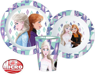 Bērnu trauku komplekts Disney Frozen Ice Magic, 3 daļas cena un informācija | Bērnu trauki, piena uzglabāšanas trauciņi un piederumi | 220.lv