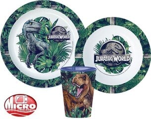 Bērnu trauku komplekts Jurassic World, 3 daļas cena un informācija | Bērnu trauki, piena uzglabāšanas trauciņi un piederumi | 220.lv