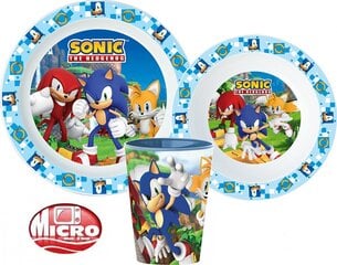 Bērnu trauku komplekts Sonic the Hedgehog, 3 daļas cena un informācija | Bērnu trauki, piena uzglabāšanas trauciņi un piederumi | 220.lv