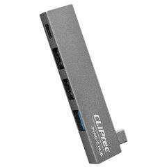 Адаптер-концентратор Cliptec — тип C и USB 3.1 + 2xUSB 2.0 + тип C — покори RZH623 серый цена и информация | Адаптеры и USB разветвители | 220.lv