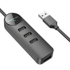 Адаптер Borofone DH5 Erudite 4 в 1 - USB на 4xUSB 2.0 - 1,2 метра черный цена и информация | Адаптеры и USB разветвители | 220.lv