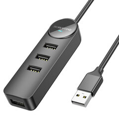 Адаптер Borofone DH5 Erudite 4 в 1 - USB на 4xUSB 3.0 - 0,2 метра черный цена и информация | Адаптеры и USB разветвители | 220.lv