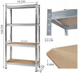 Noliktavas plaukti stendes, 150 x 75 x 30 cm cena un informācija | Saimniecības plaukti | 220.lv