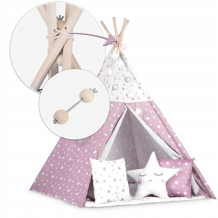 Bērnu telts Nukido, 120 x 120 x 165 cm, rozā цена и информация | Bērnu rotaļu laukumi, mājiņas | 220.lv