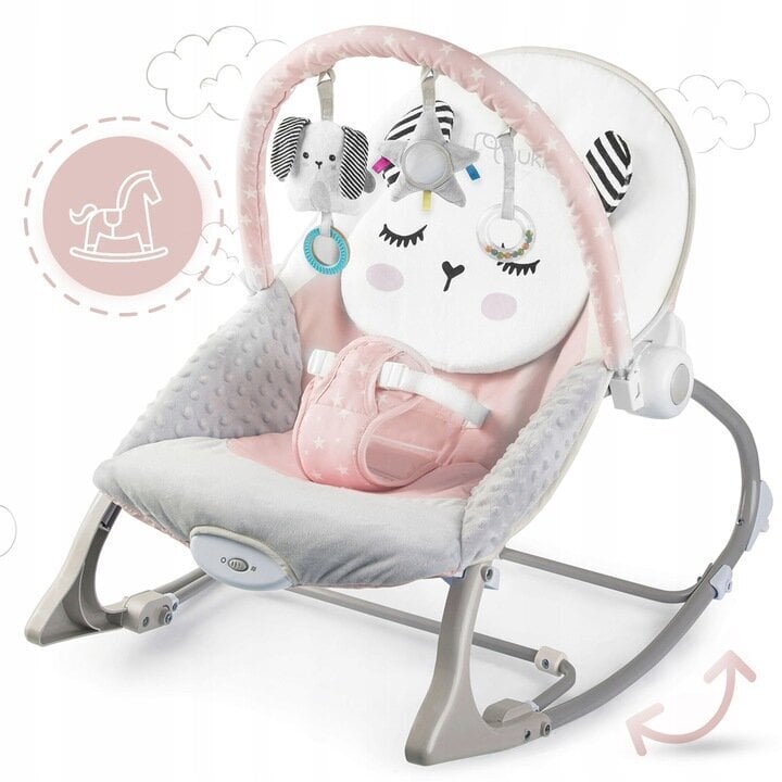 Šūpuļkrēsls ar vibrāciju mazuļiem Nukido, grey/pink cena un informācija | Bērnu šūpuļkrēsliņi | 220.lv