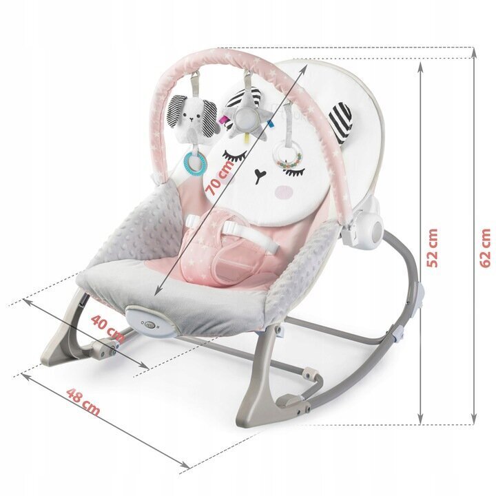 Šūpuļkrēsls ar vibrāciju mazuļiem Nukido, grey/pink цена и информация | Bērnu šūpuļkrēsliņi | 220.lv