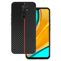 Чехол Tel Protect Carbon для Xiaomi Redmi 9, черный с красной полоской цена и информация | Чехлы для телефонов | 220.lv