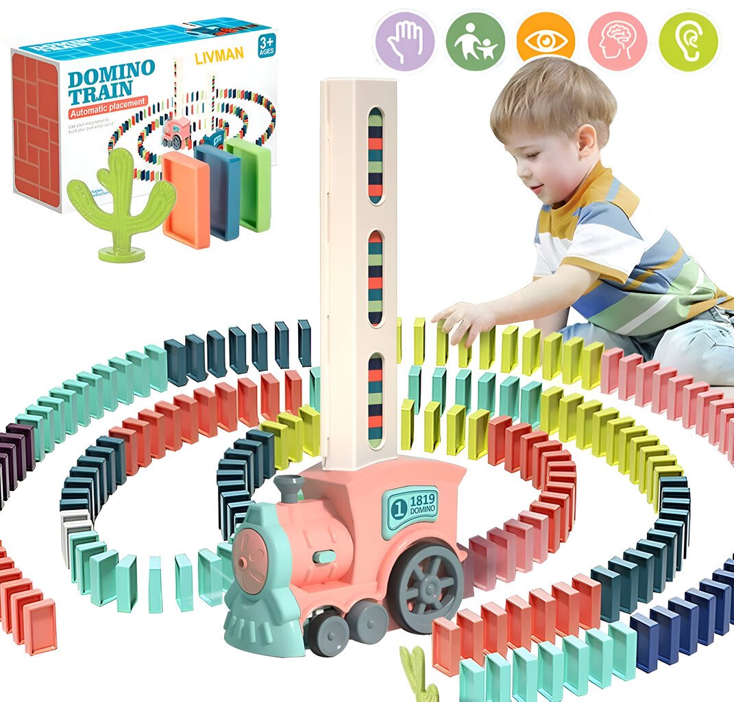 Automātisks domino novietošanas vilciena rotaļlietu komplekts LIVMAN X007-1 цена и информация | Attīstošās rotaļlietas | 220.lv