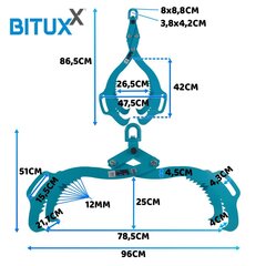 Koka satvērējs/knaibles 620mm 1200kg bituxx cena un informācija | Rokas instrumenti | 220.lv