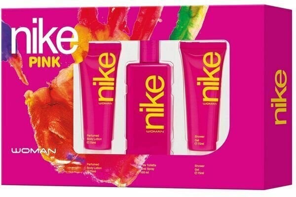 Kosmētikas komplekts Nike Pink Woman EDT sievietēm: Tualetes ūdens 100 ml + ķermeņa losjons 75 ml + dušas želeja 75 ml cena un informācija | Sieviešu smaržas | 220.lv