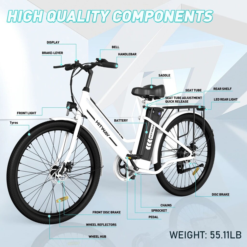 Elektriskais velosipēds Hitway BK8S, 26", melns цена и информация | Elektrovelosipēdi | 220.lv
