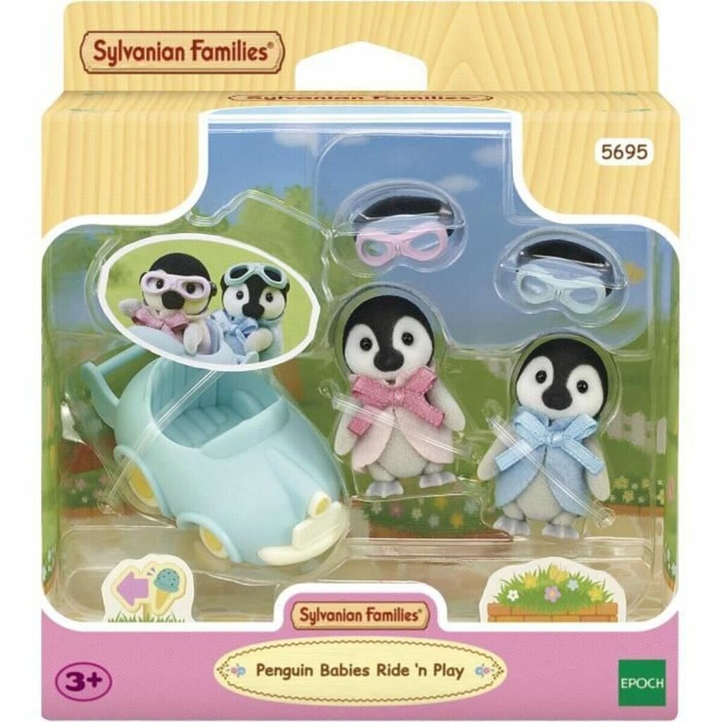 Figūriņu komplekts Sylvanian Families Penguin Babies Ride 'n Play cena un informācija | Rotaļlietas zēniem | 220.lv