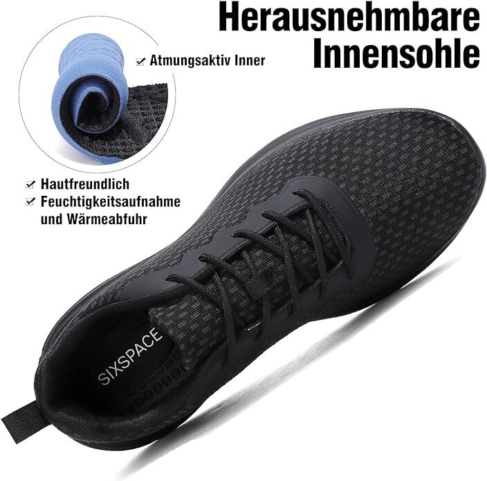 Unisex skriešanas apavi Sixspace, melni cena un informācija | Sporta apavi vīriešiem | 220.lv