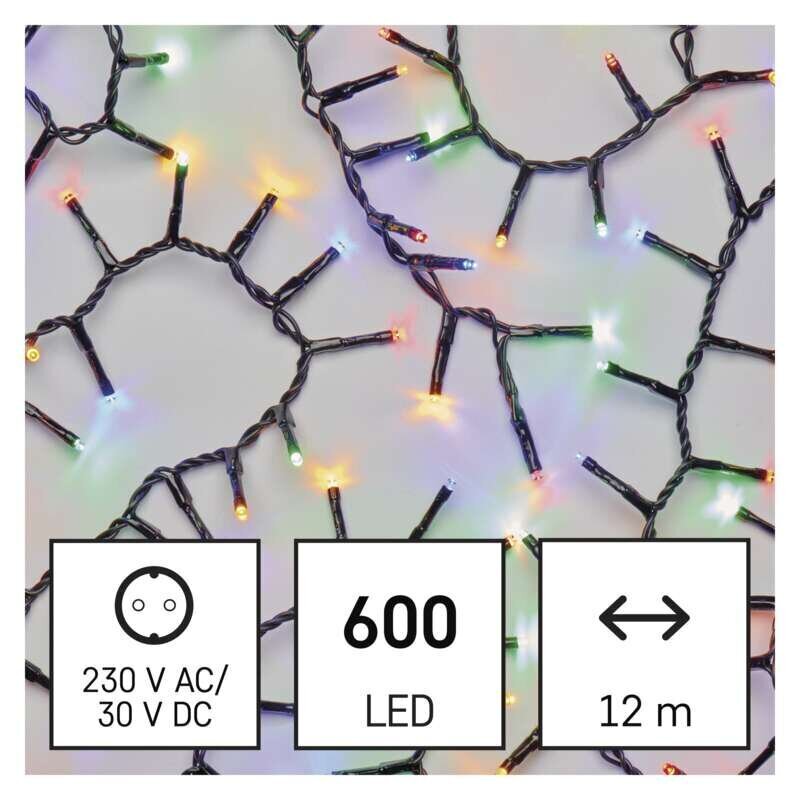 Krāsainas eglīšu lampiņas, 600 LED, 12m цена и информация | Ziemassvētku lampiņas, LED virtenes | 220.lv