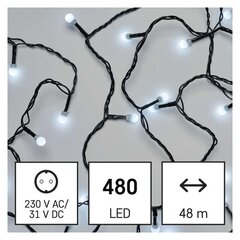 Balta LED vītne, 48 m cena un informācija | Ziemassvētku lampiņas, LED virtenes | 220.lv