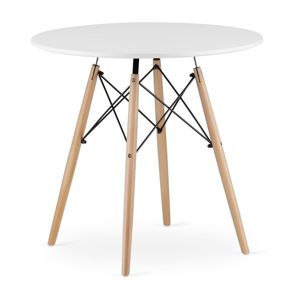 Apaļais galds 80 cm, balts cena un informācija | Virtuves galdi, ēdamgaldi | 220.lv