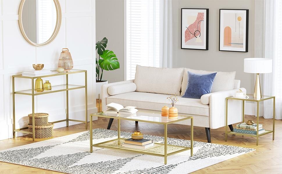Dzīvojamās istabas konsole, zelta krāsā cena un informācija | Konsoles galdiņi | 220.lv
