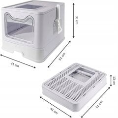 Kaķu smilšu kaste Lupio, 51x38x41 cm, pelēks/balts cena un informācija | Kaķu tualetes | 220.lv