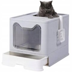 Kaķu smilšu kaste Lupio, 51x38x41 cm, pelēks/balts cena un informācija | Kaķu tualetes | 220.lv