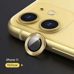 USAMS Camera Lens Glass iPhone 11 metal ring żółty|yellow BH572JTT06 (US-BH572) цена и информация | Защитные пленки для телефонов | 220.lv