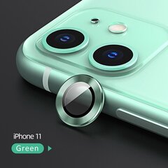 USAMS Camera Lens Glass iPhone 11 metal ring zielony|green BH572JTT05 (US-BH572) цена и информация | Защитные пленки для телефонов | 220.lv