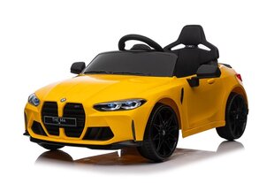 Vienvietīgs bērnu elektromobilis BMW M4, dzeltens cena un informācija | Bērnu elektroauto | 220.lv