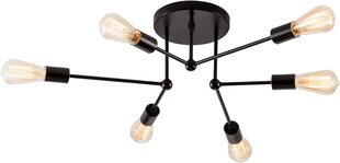 Потолочный светильник SOZOMO, 66 x 18 см, 6 лампочек E27, черный цена и информация | Потолочные светильники | 220.lv