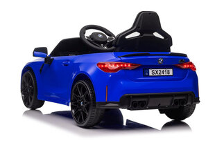 Одноместный электромобиль BMW M4, лакированный синим цветом цена и информация | Электромобили для детей | 220.lv