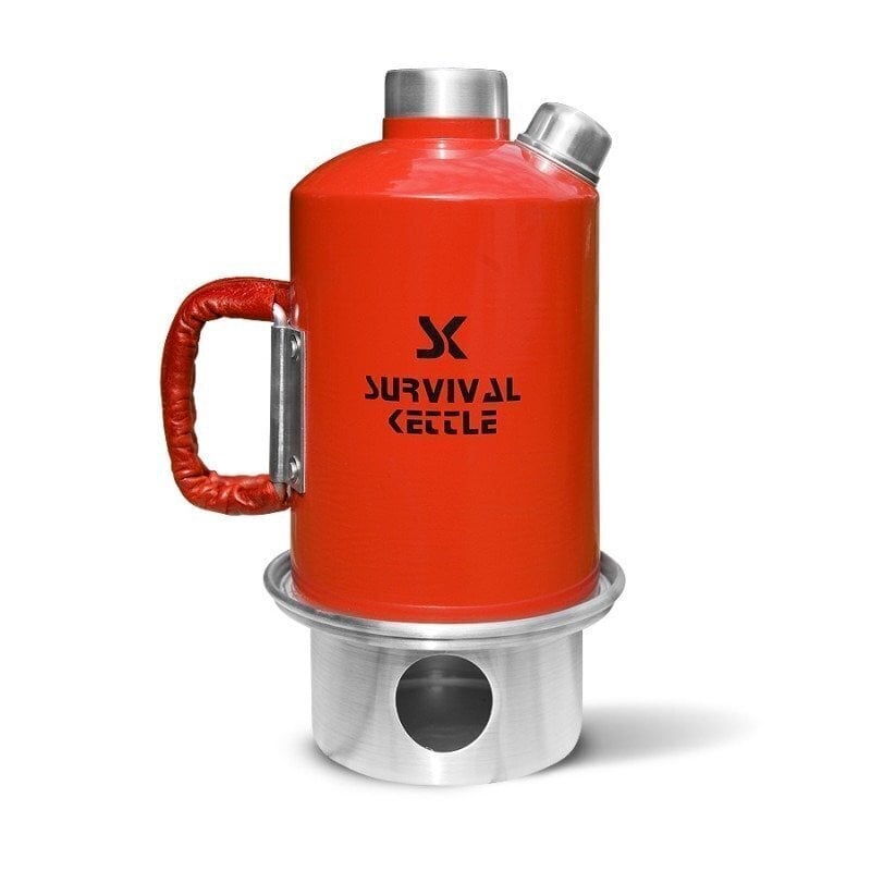 Red Survival Kettle 1.2 L Camping Kettle Carry Bag Leather Handle cena un informācija | Elektriskās tējkannas | 220.lv