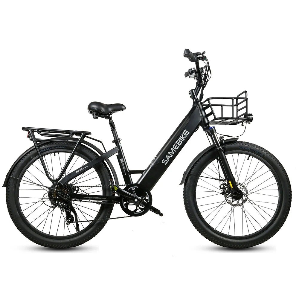 Elektriskais pilsētas velosipēds Samebike RS-A01 Fat Tire, 26", melns/balts cena un informācija | Elektrovelosipēdi | 220.lv