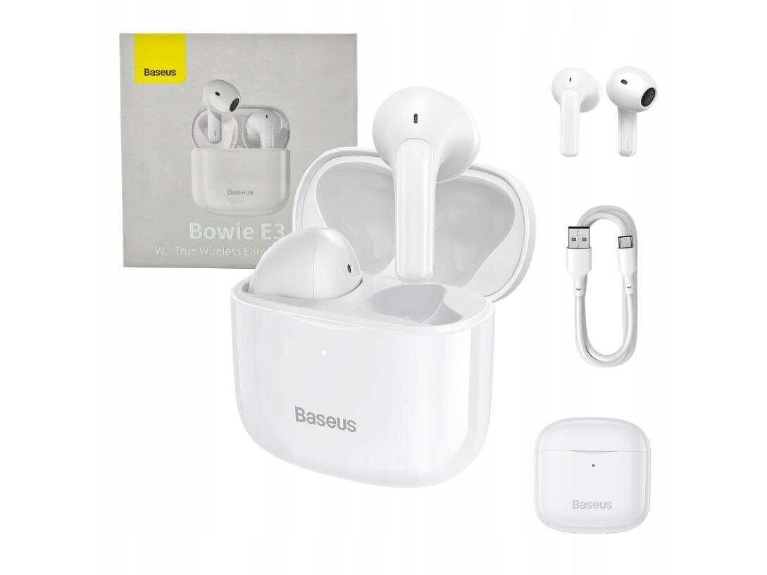 Baseus Bowie E3 TWS Bluetooth 5.0 Wireless Buds, White cena un informācija | Austiņas | 220.lv