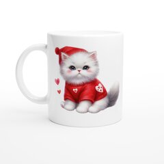 Krūze - balts kaķis T-kreklā un cepurē cena un informācija | Oriģinālas krūzes | 220.lv