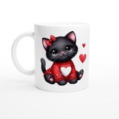 Krūze - melns kaķis ar sarkanu bantīti cena un informācija | Oriģinālas krūzes | 220.lv