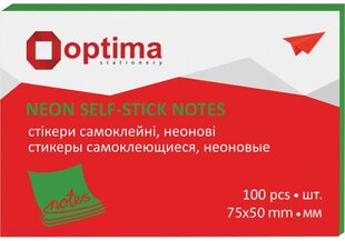 Клейкие ленты для заметок, Optima, 50х75мм, 100 листов, неоново-розовые сп. цена и информация | Канцелярия | 220.lv
