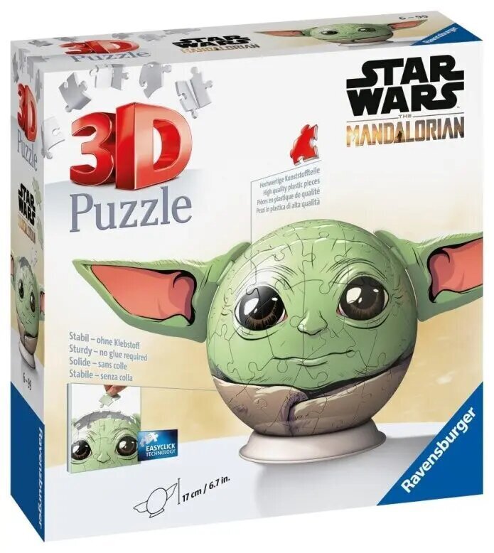 Ravensburger 3D puzles bumbiņa 72 gab. Star Wars Mandalorian Grogu cena un informācija | Puzles, 3D puzles | 220.lv