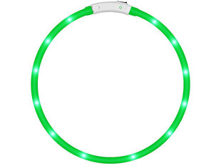 LED kaklasiksna suņiem, zaļa, 41 cm cena un informācija | Apkakles, siksnas suņiem | 220.lv