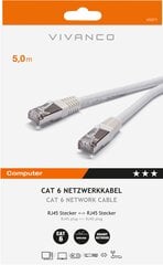 Vivanco tīkla kabelis CAT 6 5m 45371 cena un informācija | Kabeļi un vadi | 220.lv