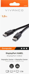 Vivanco kabelis DisplayPort - DisplayPort 1m 45520, melns cena un informācija | Kabeļi un vadi | 220.lv