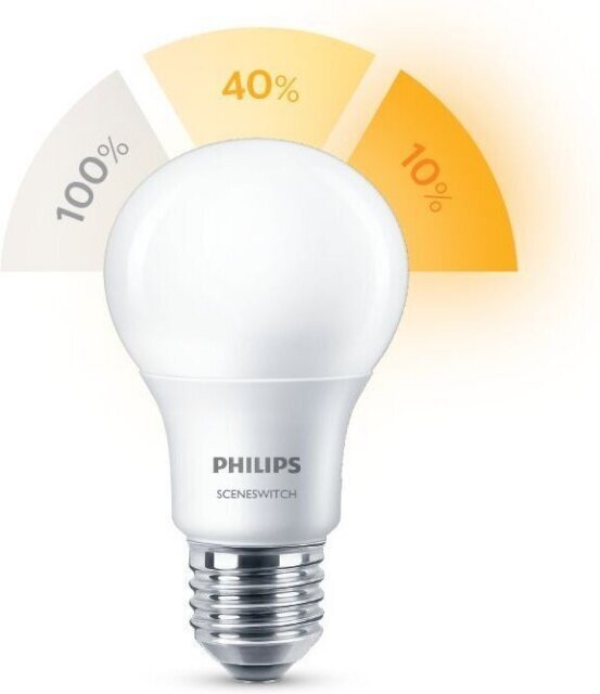 Philips LED Classic spuldze, Scene Switch 60W A60 E27 cena un informācija | Spuldzes | 220.lv