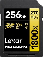 Lexar atmiņas karte SDXC 256GB Professional 1800x UHS-II U3 V60 цена и информация | Карты памяти для фотоаппаратов | 220.lv