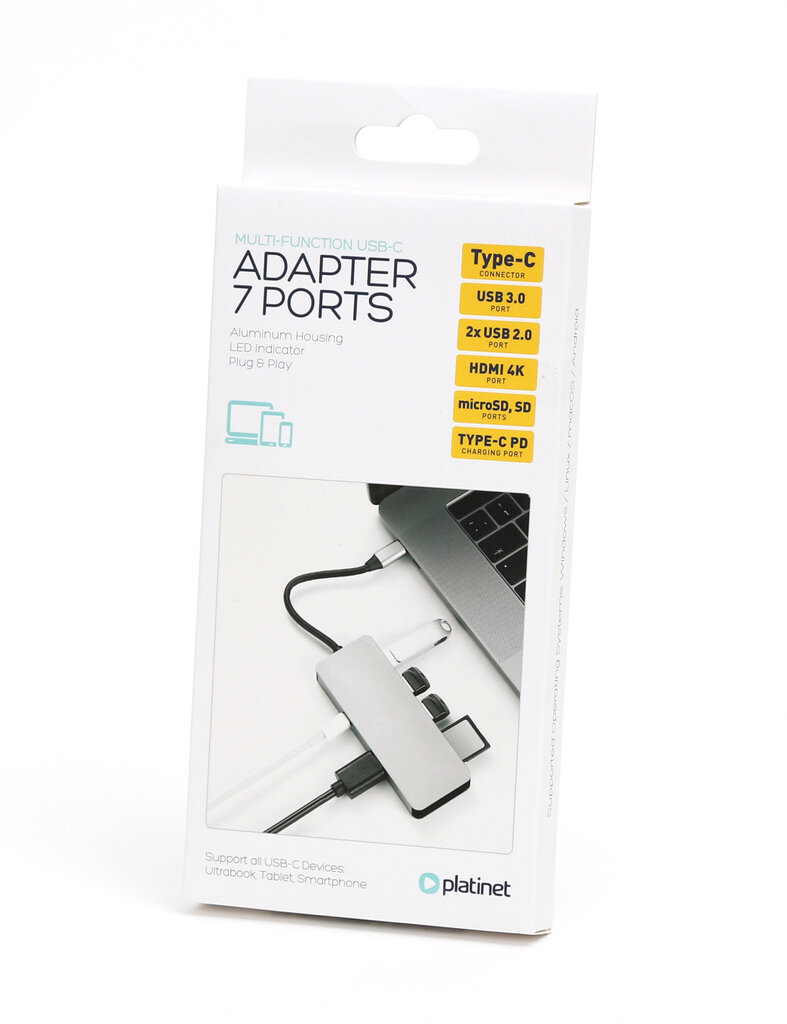 Platinet adapteris USB-C 7in1 4K 45221 цена и информация | Adapteri un USB centrmezgli | 220.lv