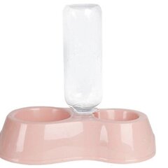 Двойная пластиковая миска с диспенсером для воды, Розовый цена и информация | Миски, ящики для корма | 220.lv