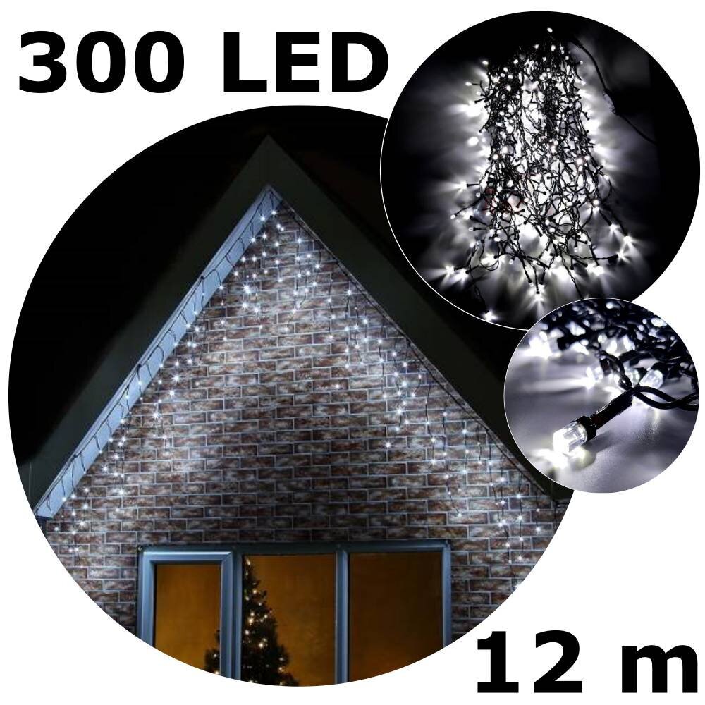 300 LED āra vītne Lāstekas, 12 m, IP44, Vēsi balta cena un informācija | Ziemassvētku lampiņas, LED virtenes | 220.lv