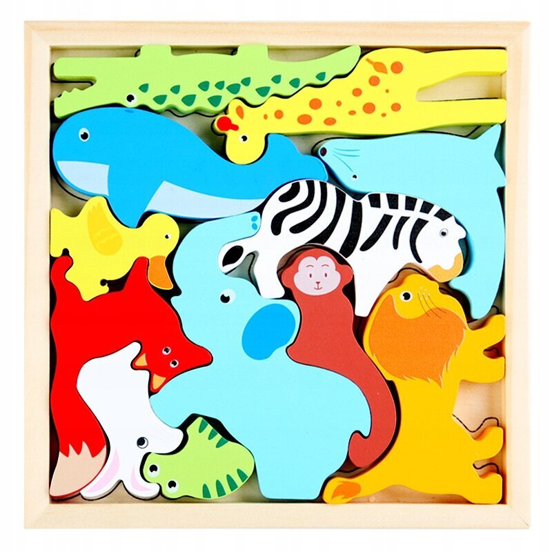 Koka formu puzle Dzīvnieki, 12d. цена и информация | Puzles, 3D puzles | 220.lv