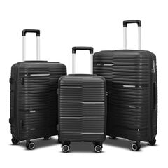 Комплект чемоданов, 3 шт, черные цена и информация | Чемоданы, дорожные сумки | 220.lv