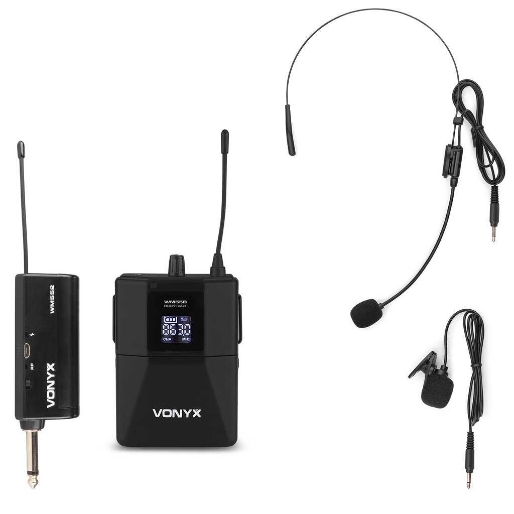 Vonyx WM55B bezvadu mikrofona Plug-and-Play komplekts UHF cena un informācija | Mikrofoni | 220.lv