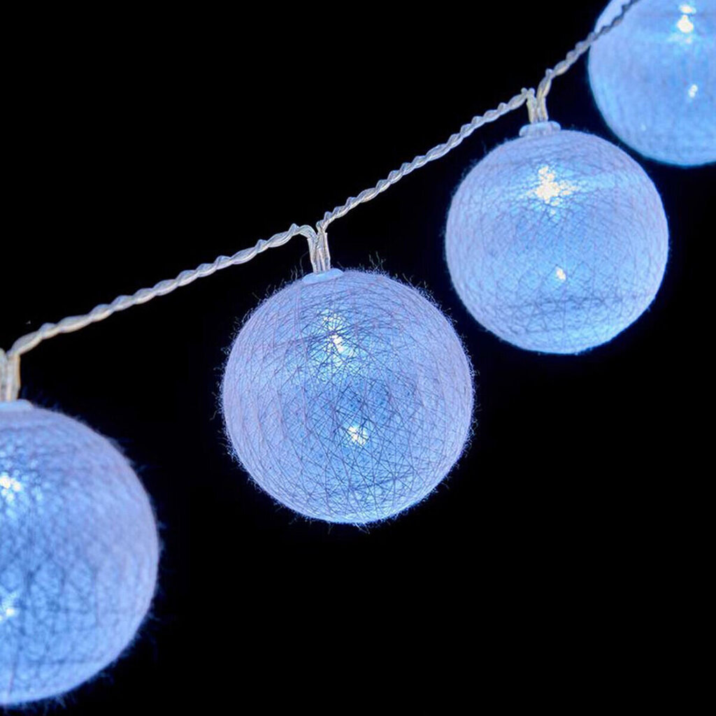 LED bumbu vītne Ø 6 cm Balts (2 m) cena un informācija | Ziemassvētku lampiņas, LED virtenes | 220.lv