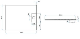 BASALT dušas piespraude, melna, 80x100 цена и информация | Душевые поддоны | 220.lv