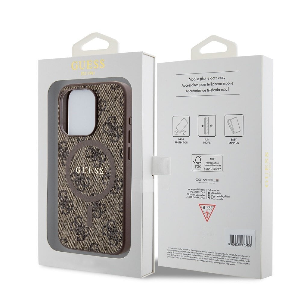 Guess PU Leather 4G iPhone 15 Pro cena un informācija | Telefonu vāciņi, maciņi | 220.lv