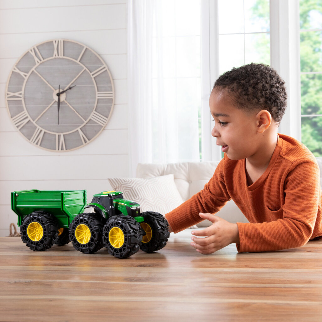 Rotaļu traktors ar piekabi un skaņas/gaismas efektiem John Deere цена и информация | Rotaļlietas zēniem | 220.lv